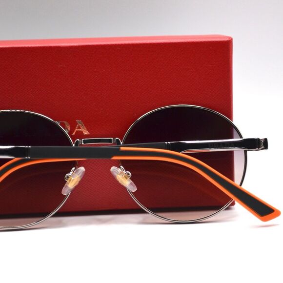 Prada Women’s Round Sunglasses | Silver/Black/Orange | Gradient Lens | New main image 10